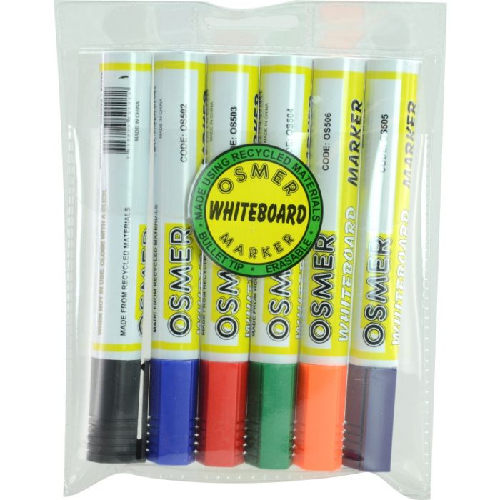 Osmer Bullet Tip White Board Marker - Wallet of 6 Colours